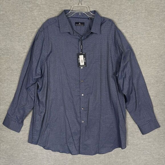 Hart Schaffner Marx Shirt Men's 3X Tall 3XT Blue Gray Geometric Dots NWT $115 - Picture 9 of 9